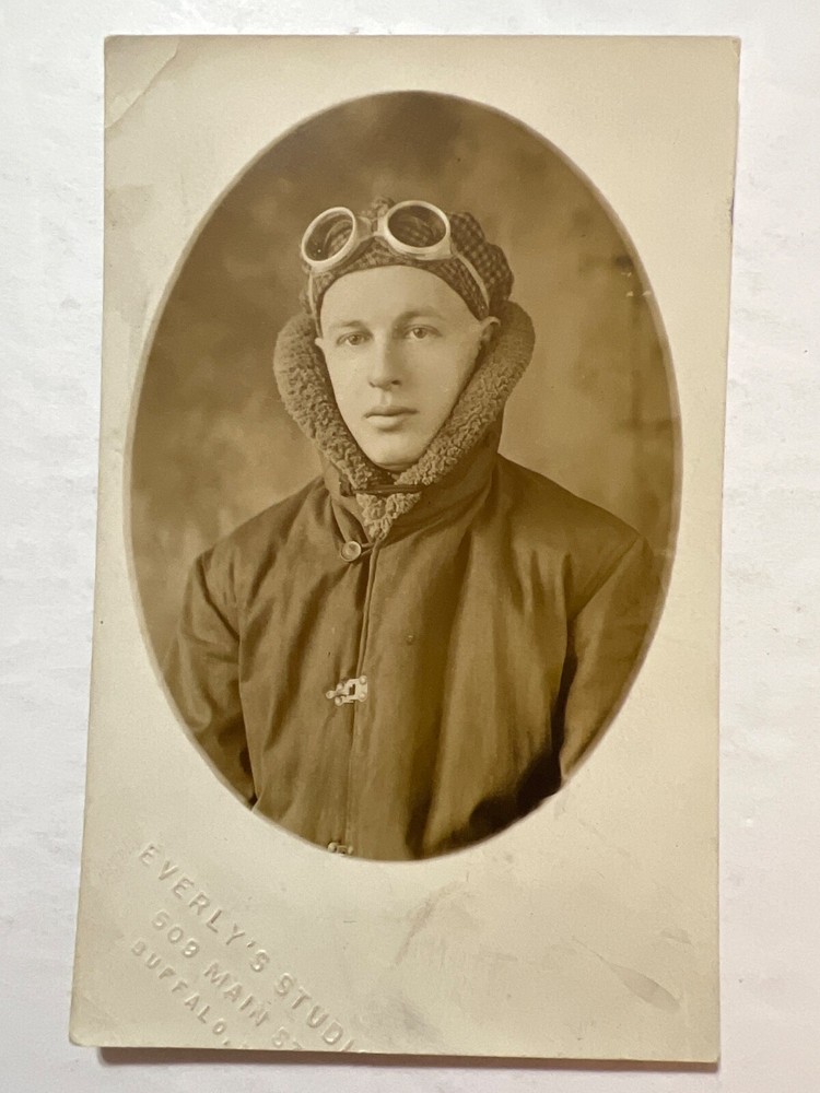 VTG RPPC Photo Postcard Handsome Male Pilot, Aviation Theme Buffalo New York