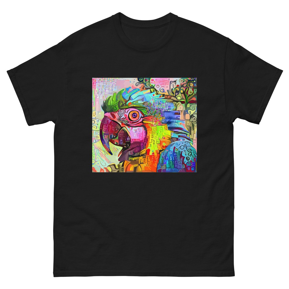 Parrot Portrait Painting Men Classic Tee Abstract Animal T-Shirt Graphic Design-image