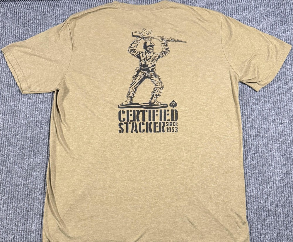 Zero Foxtrot Shirt Mens XL Certified Stacker Skull Military 2A Olive Green