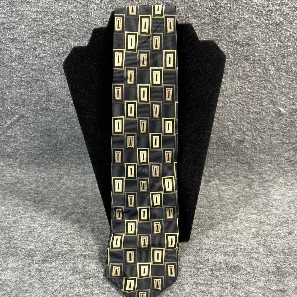 Colours Alexander Julian Men's Tie -Brown/Tan/Cream Geometric 100% Silk-58”
