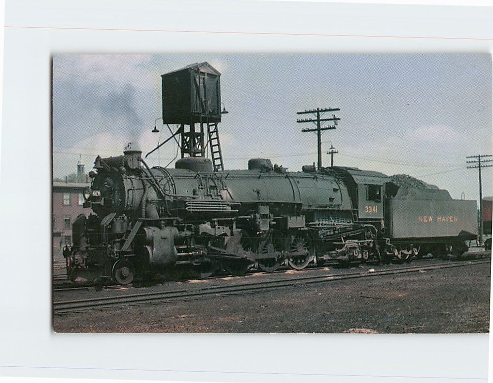 Postcard N Haven's Mountain Type Locomotive (4-8-2) Number 3341 Framingham MA