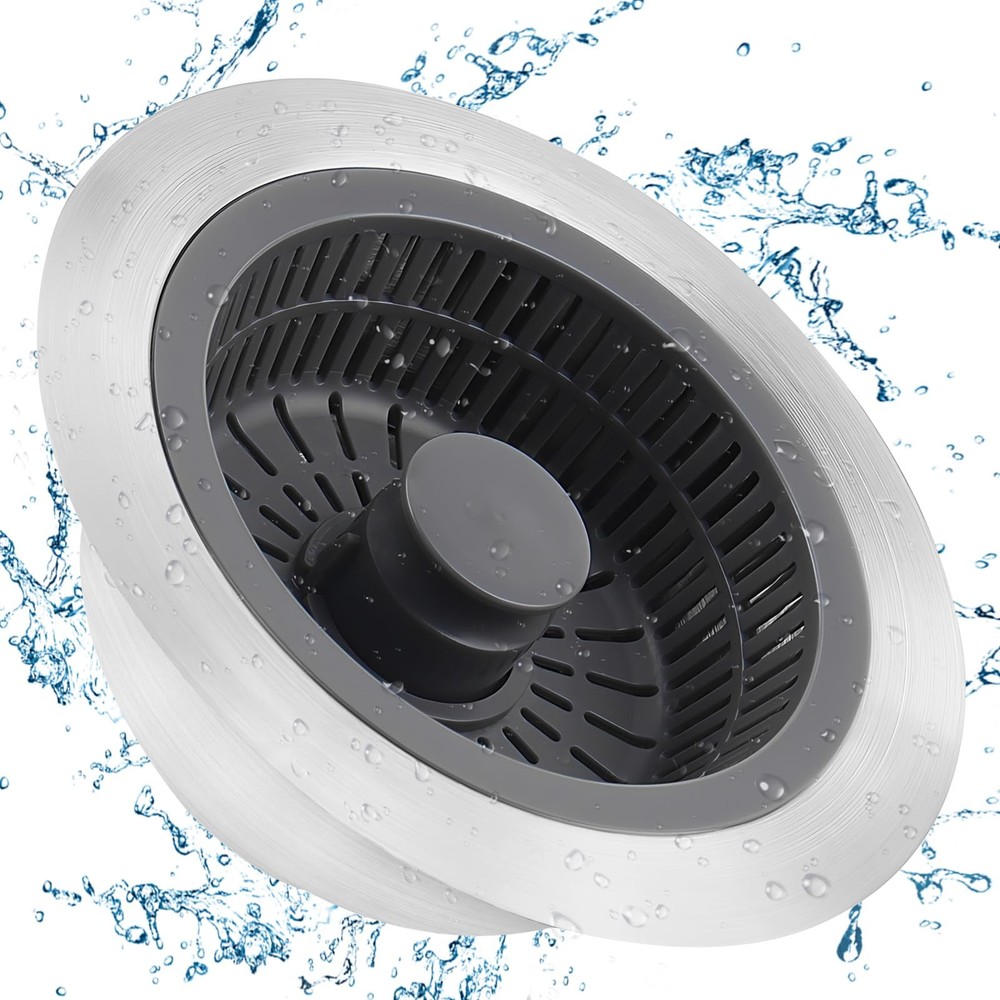 3-in-1 Stainless Steel Kitchen Sink Strainer Stopper Pop-Up Drain Filter