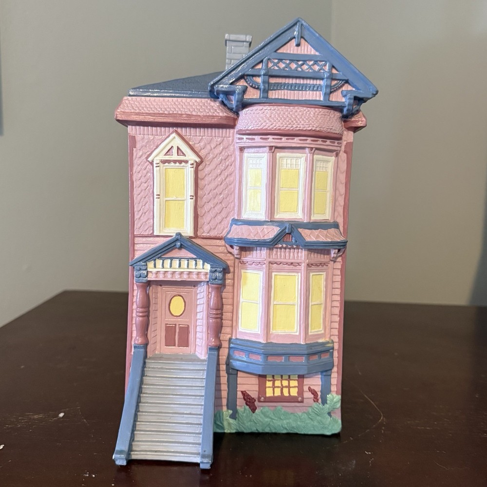 Hand Painted Ceramic Victorian House Cookie Jar Painted Lady San Francisco