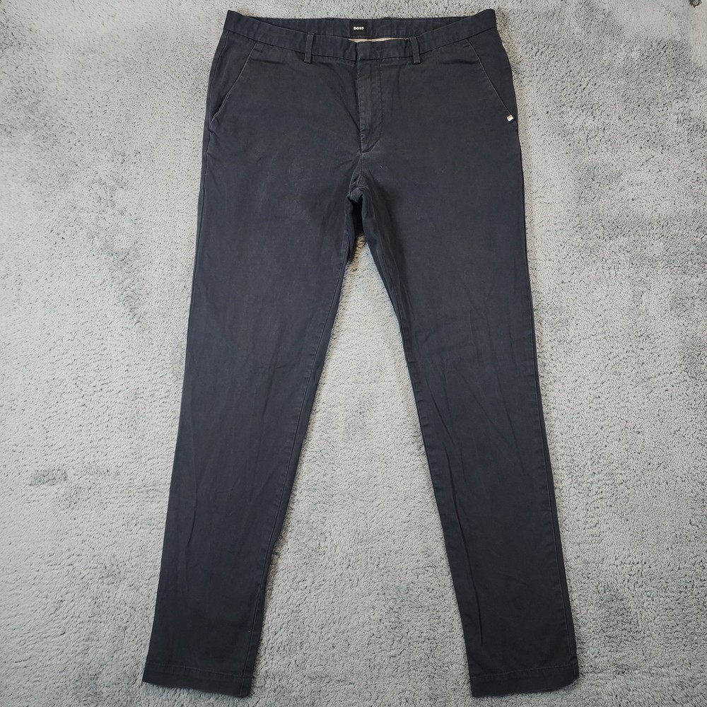 Hugo Boss Kaito Pants Men 32 Fits 34x31 Navy Blue Chinos Slim Fit Stretch Cotton