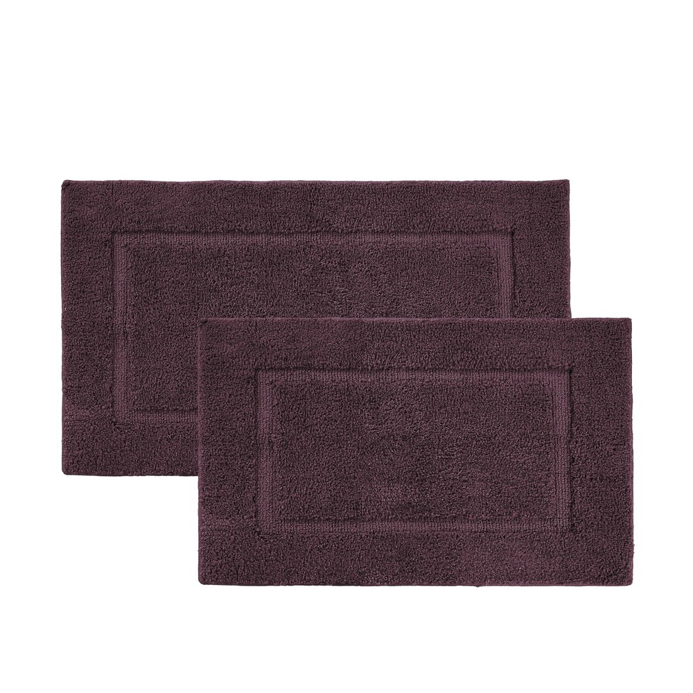 Premium Soft Absorbent Non-Slip 2-Piece Eggplant Bathroom Rug Set