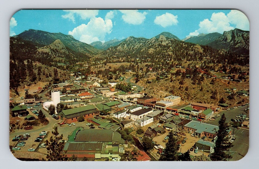Estes Park CO-Colorado, Bird's Eye Town, Mountain View, Antique Vintage Postcard