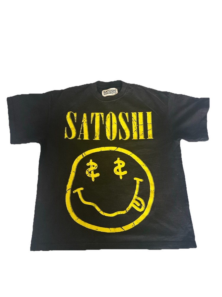 Satoshi Nakamoto Smiley T Shirt Size Medium Black