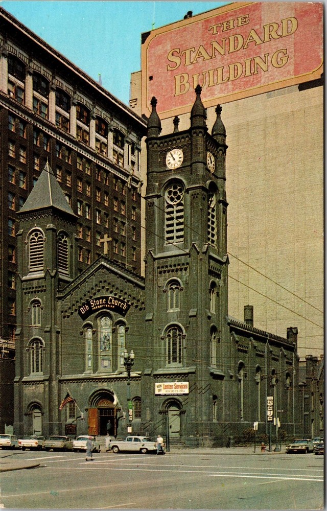 Cleveland OH-Ohio, The Old Stone Church, Religion Vintage Postcard