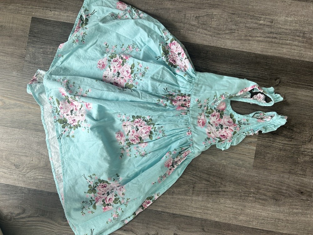 Country Boutique Floral Blue Dress Girls Size 8