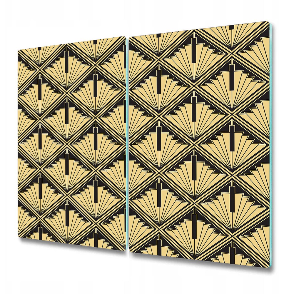 Glass Worktop Kitchen Chopping Board Abstract art deco black and yellow 2x30x52