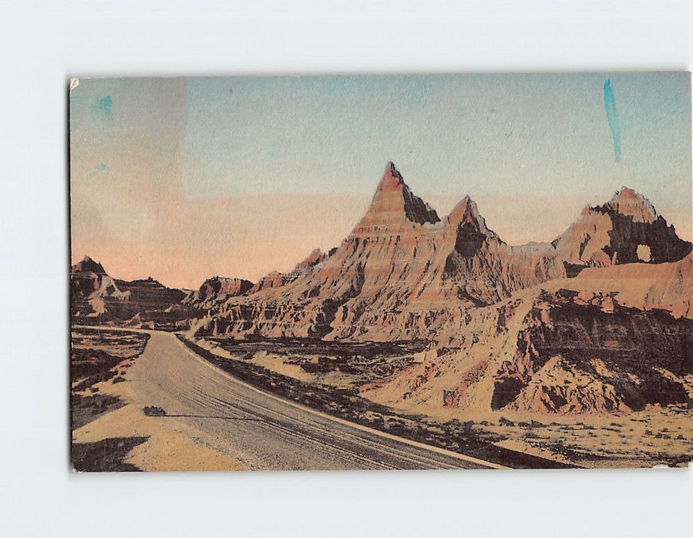 Postcard Leaving Cedar Pass Badlands National Monument South Dakota USA