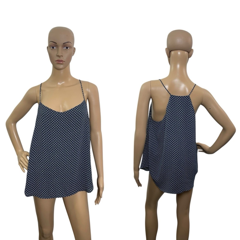 Ann Taylor Loft Women’s Size Medium Sleeveless V Neck Blue White Halter Blouse