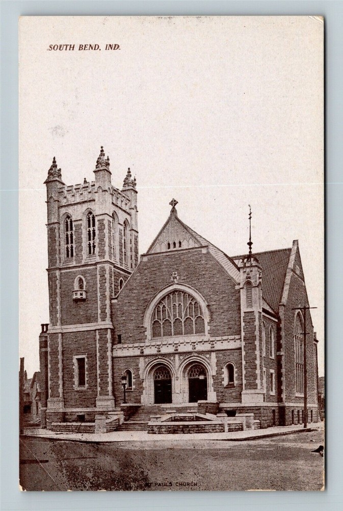South Bend IN Indiana, St Pauls Church, Vintage Postcard