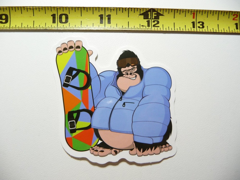 Winter Sports Gorilla Snowboard Sticker for Resort Fun