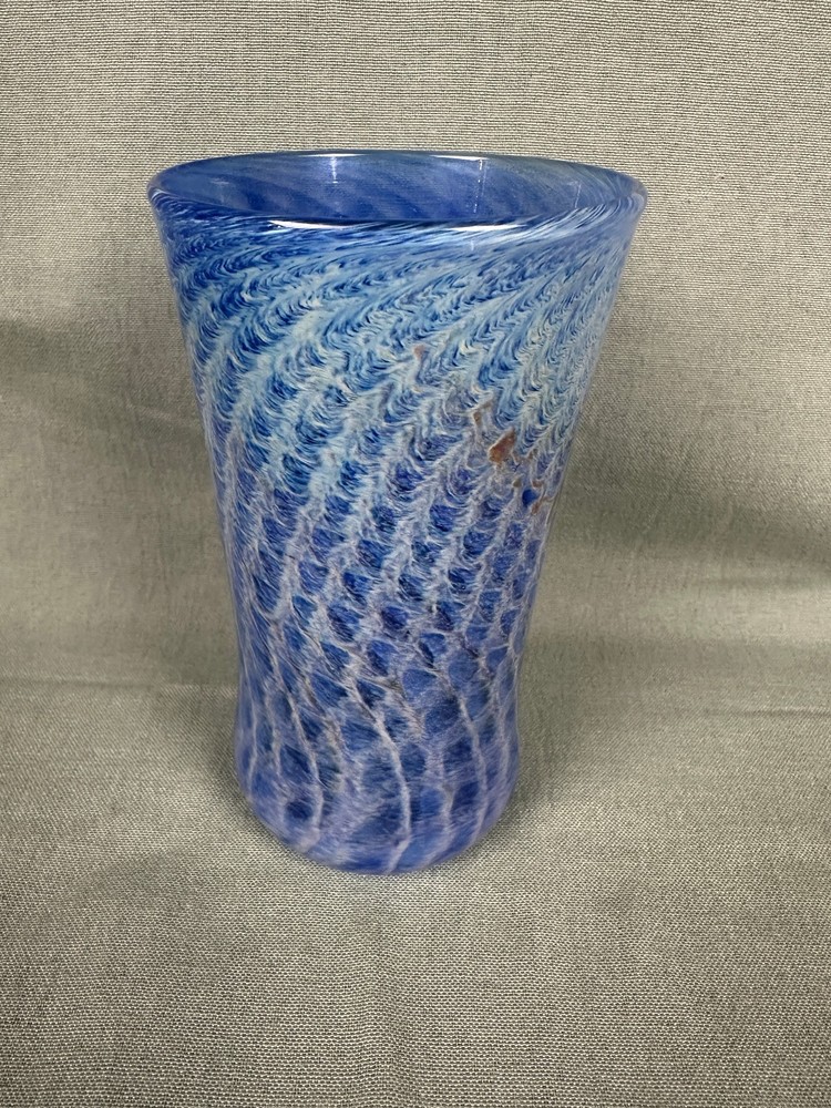 Vintage Signed Art Glass Vase Signed JMK 09 & Embossed Butterfly Mark 5 5/8
