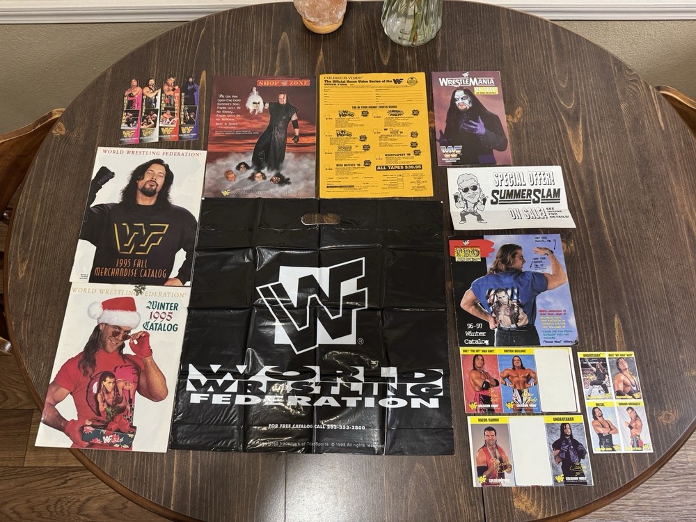 WWF Lot 1995 Merchandise Bag Catalogs Promotional WWE Vintage Rare