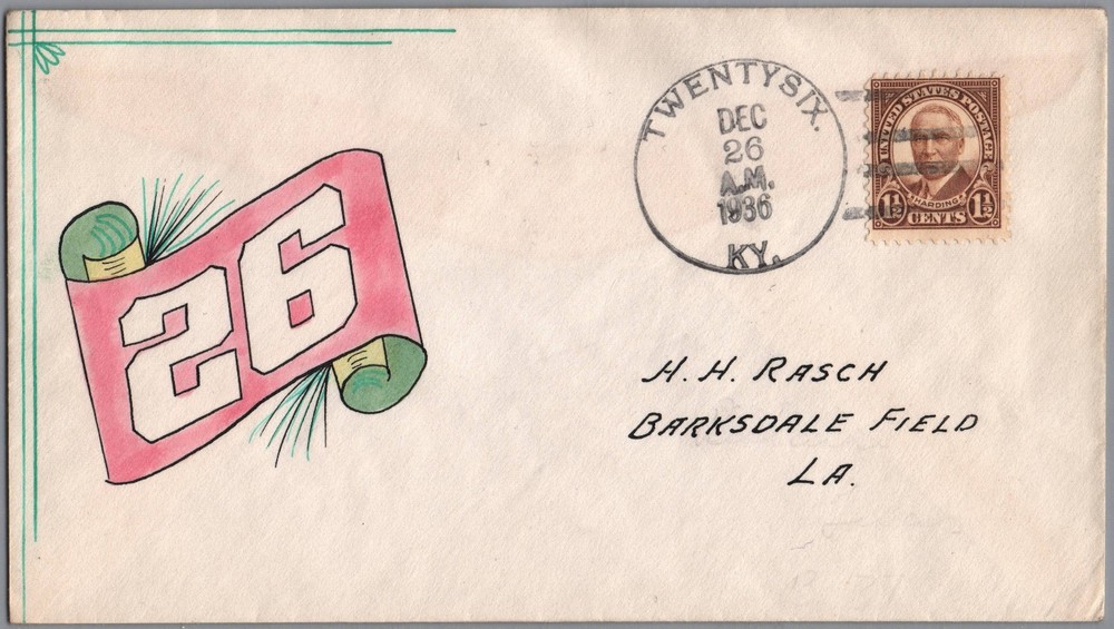 1937 Gladys Adler Hand-Painted Cachet 26 Twenty Six Kentucky