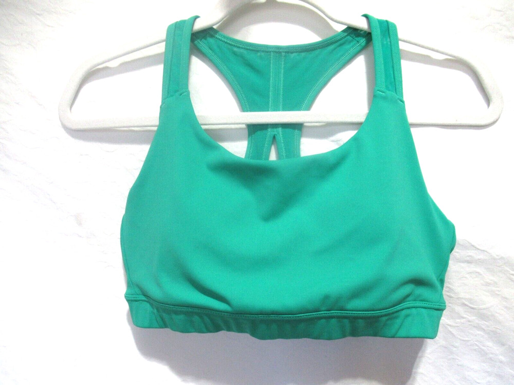 Athleta Size Small Green Padded Racer Back No Wire Sports Bra