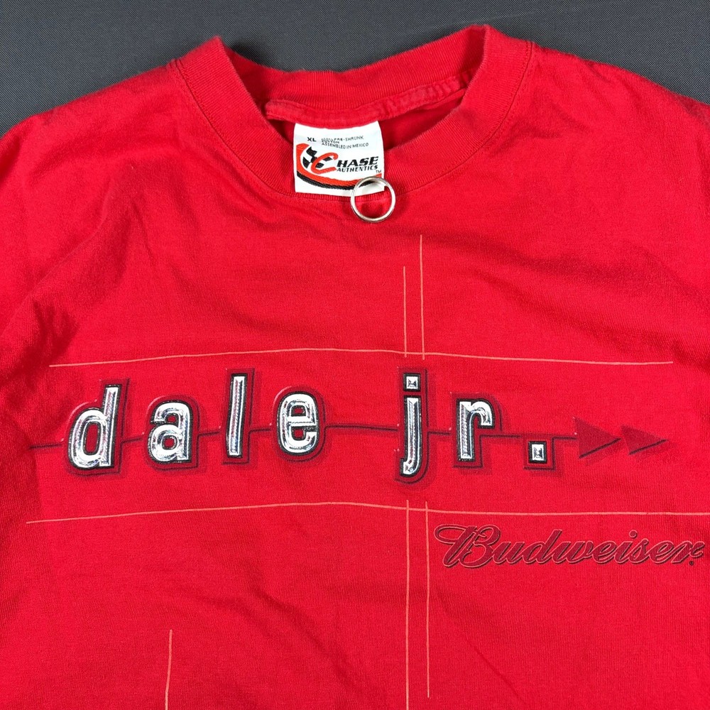 Vintage Dale Earnhardt Jr. Budweiser NASCAR T-Shirt Chase Authentics Red Tee XL