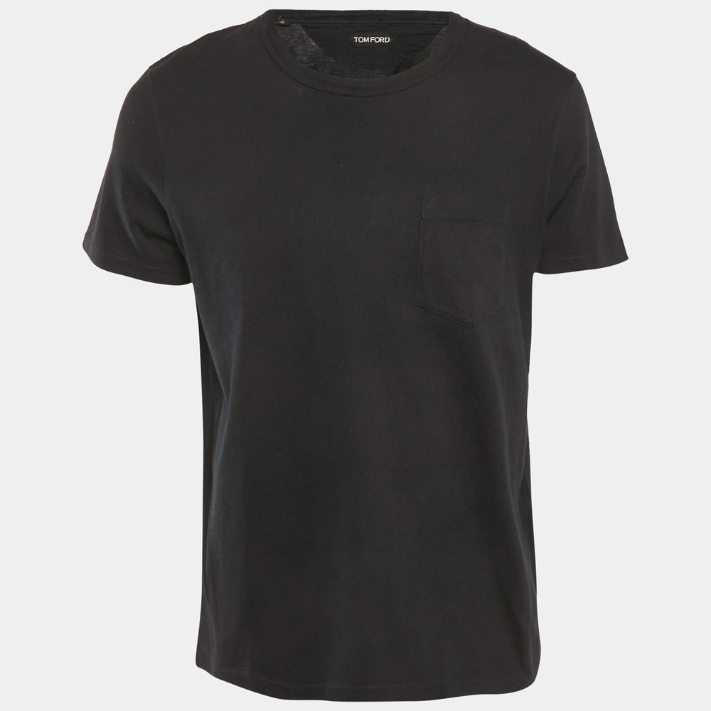 Tom Ford Black Cotton Knit Crew Neck TShirt XXL