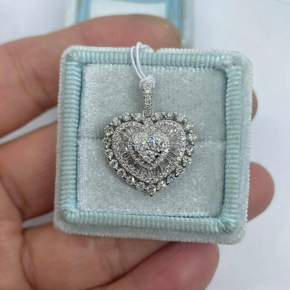 2Ct Round Lab Diamond Pendant in 14K White Gold with 18 Inch Free Chain
