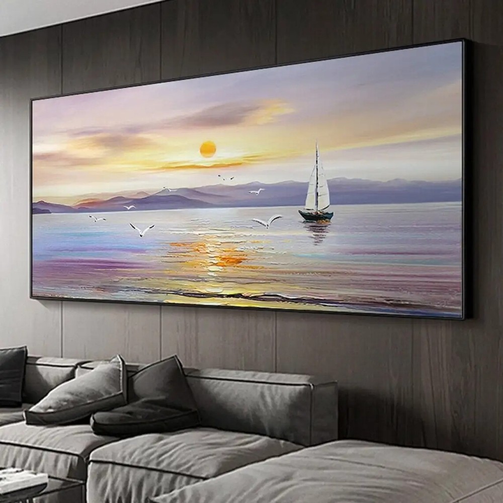 Winter Black and White Hand-Painted Oil Landscape Nature Wall Art