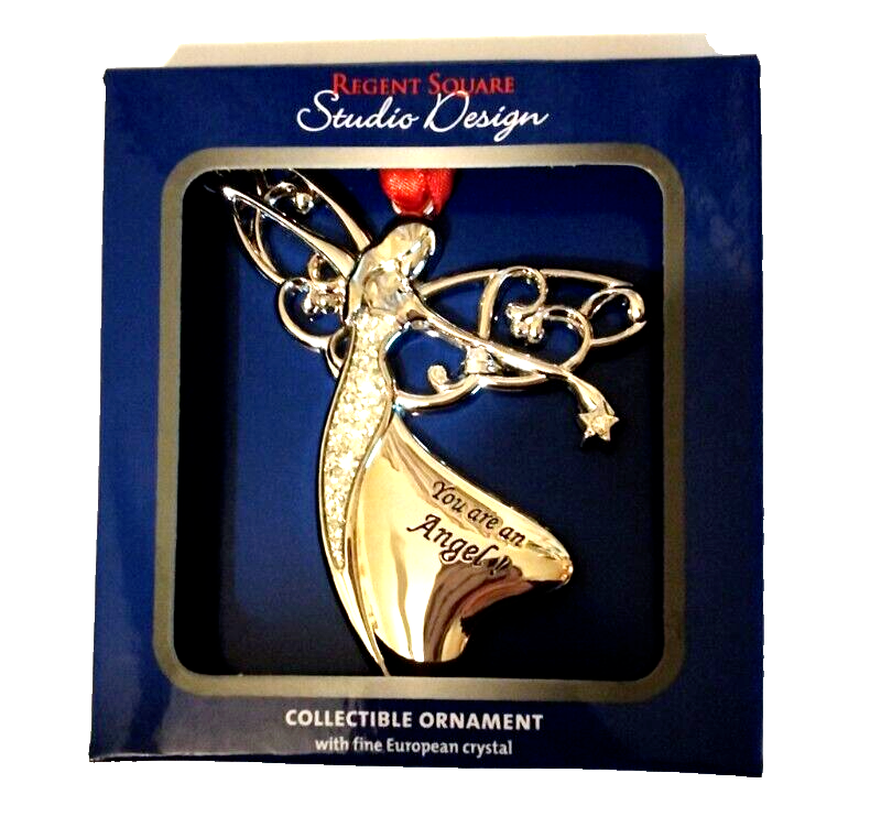 Regent Square You Are An Angel With Fine European Crystals Silver Tone Ornament