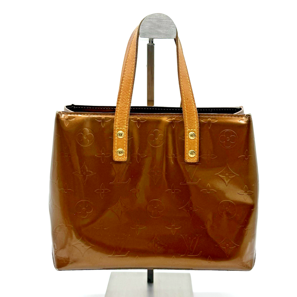 LOUIS VUITTON Authentic Monogram Vernis Reade PM Bronze Handbag