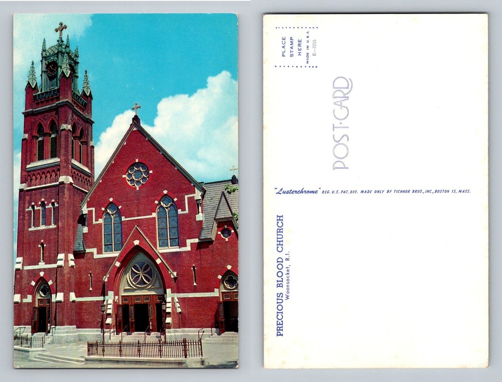 Woonsocket, RI-Rhode Island, Precious Blood Church Vintage Postcard