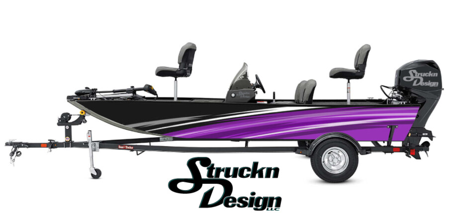 Orange White Black Boat Wrap Vinyl Decal Kit Fishing Abstract Arrow Design-image