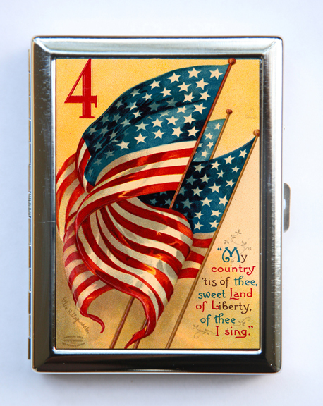 Estuche de cigarrillos con bandera americana billetera porta tarjetas de visita reto ilustración