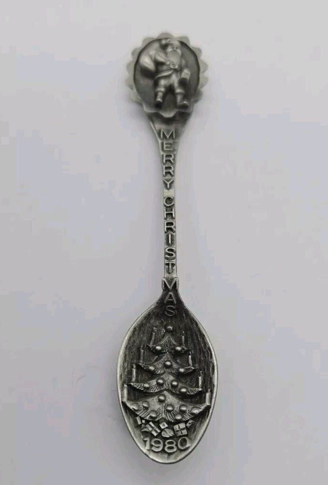 Christmas Spoon Gish Santa Pewter 1980 Saint Nicholas Merry Christmas Vintage