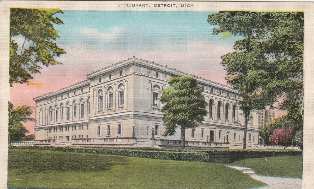 Detroit MI-Michigan, Library Vintage Souvenir Postcard Unposted