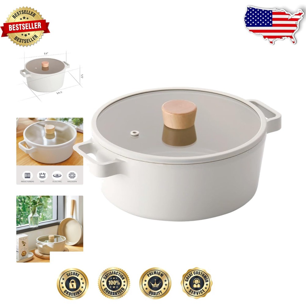 Lightweight FIKA 4.0QT Nonstick Soup and Stew Pot – Premium Kitchen Essential