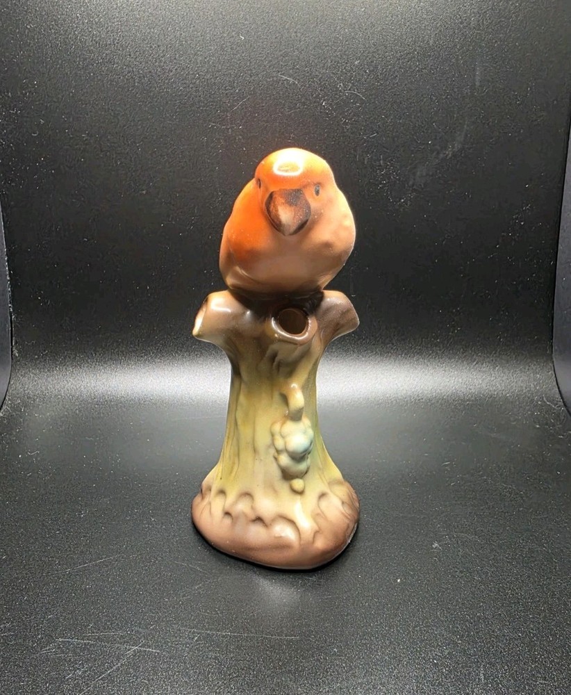 1930s Czechoslovakian Bird Vase Vintage Parrot Flower Frog Antique