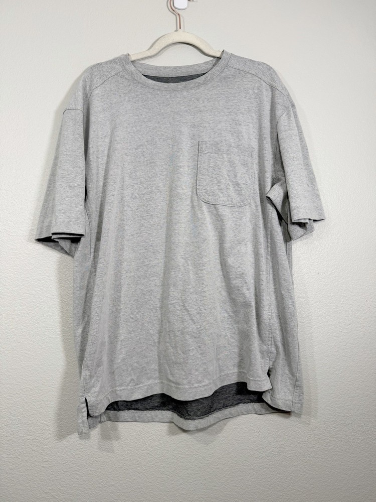 Duluth Trading Co Shirt Short Sleeve Gray Pocket Tee Cotton Blend Coolmax Men L