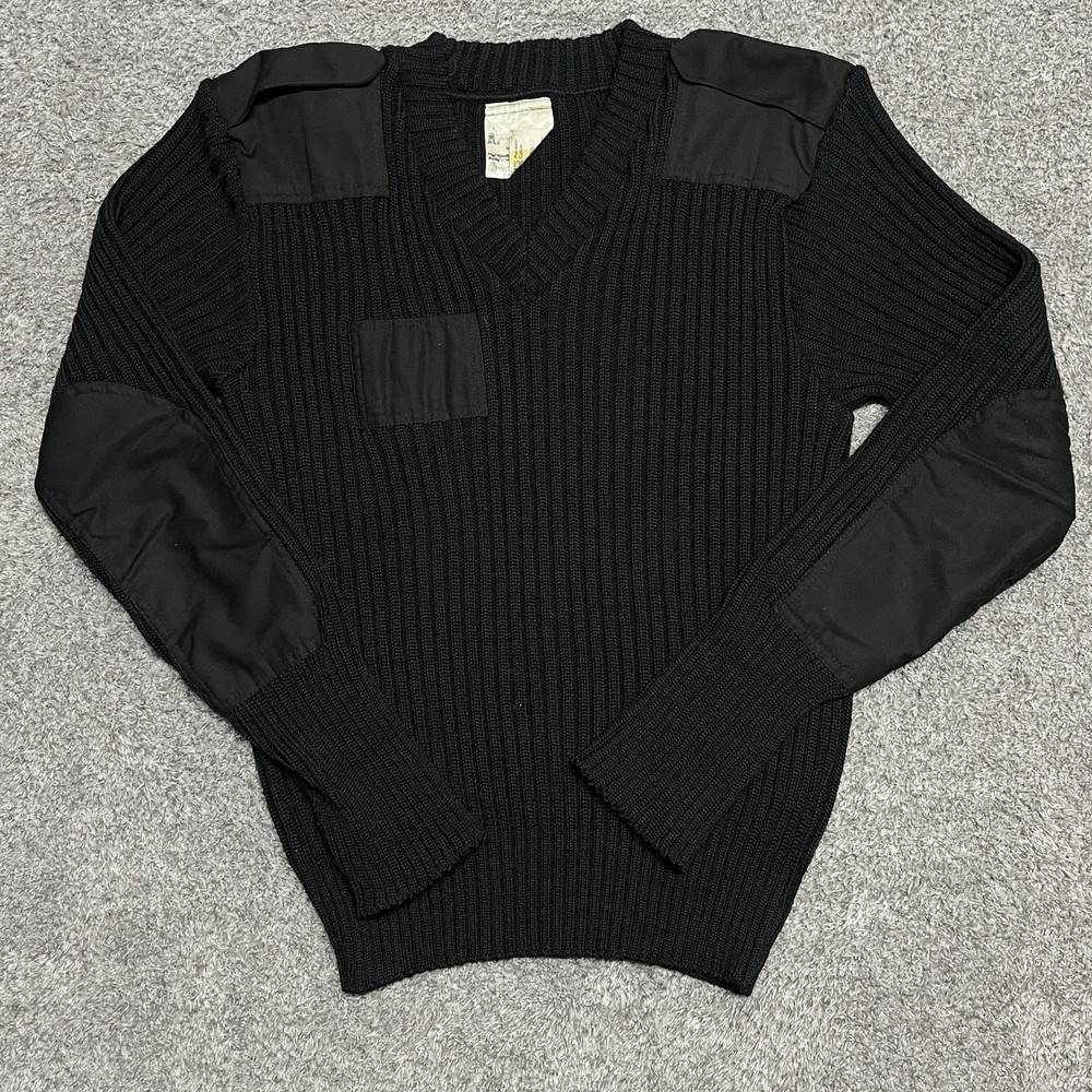 Vtg Brigade Quartermasters Pure New Wool Woolly Pully Military Sweater 40 Black