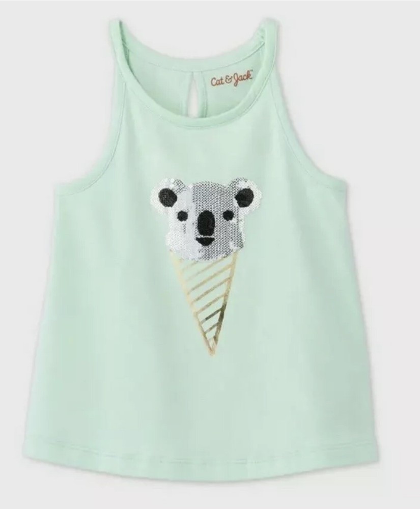 Cat & Jack Tank Sleeveless Cat & Jack Sequins Koala Ice Cream 2T  Tank Top