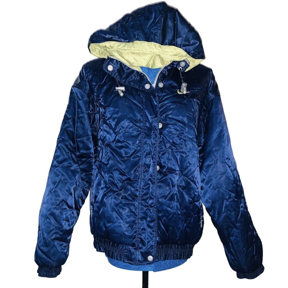 Nike Vintage 90s Blue White Puffer Jacket Mens Full Zip Coat