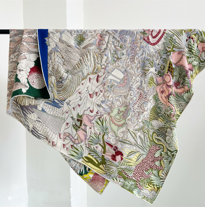 70% Cashmere & 30% Silk Wrap Scarf The Vast Universe Double Face Shawl 53