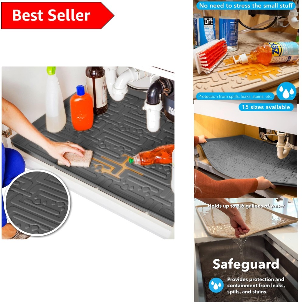 Elegant Gray Waterproof Under Sink Mat 34.2x22.2 for Cabinet Protection