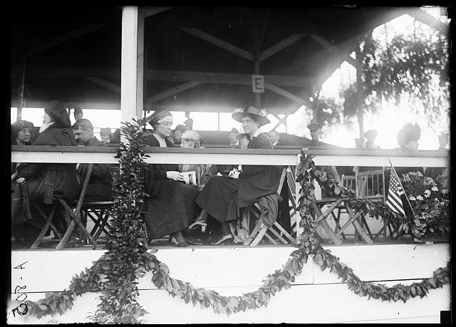 Photo:Spectators at Horse Event 1910s Crowd Grandstand Decorated Pavilion