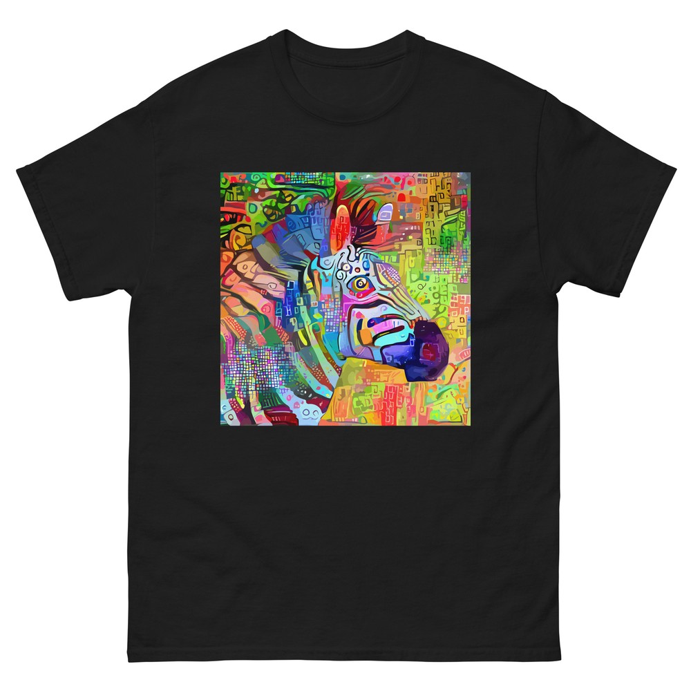 Zebra Portrait Painting Men Classic Tee Abstract Animal T-Shirt Graphic Design-image
