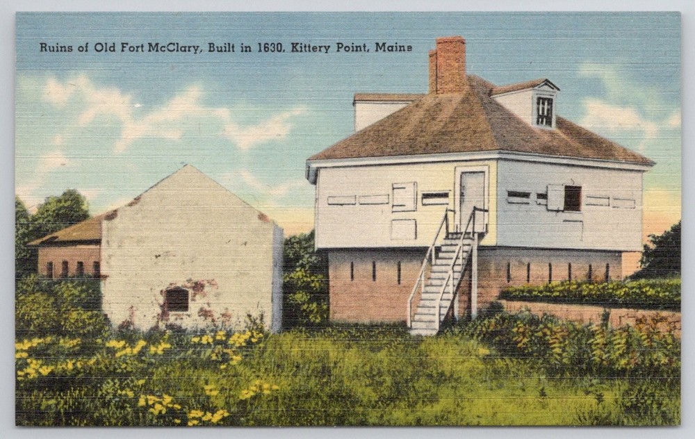 Old Fort McClary Kittery Point Maine Linen Postcard Vintage