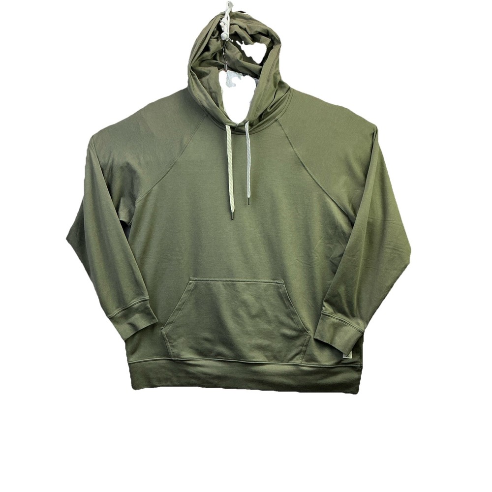 Vuori Strato Tech Hoodie Men Medium Green Lightweight Pullover Stretch Base Laye