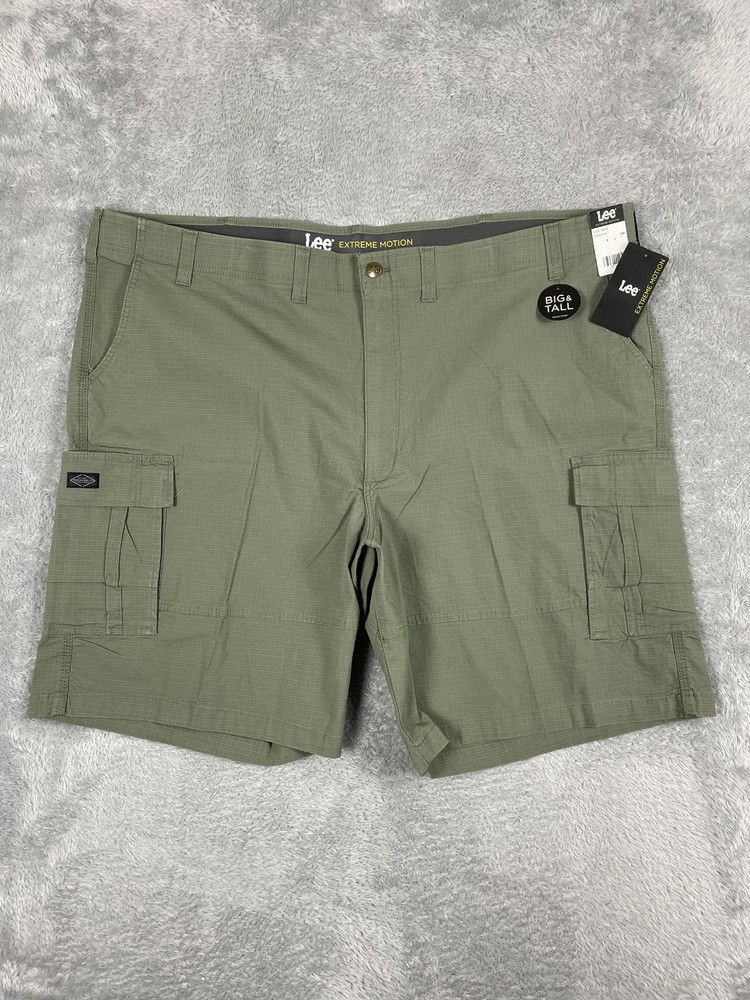 Lee Extreme Motion Cargo Shorts Mens 54 Olive Green Big & Tall Relaxed Ripstop
