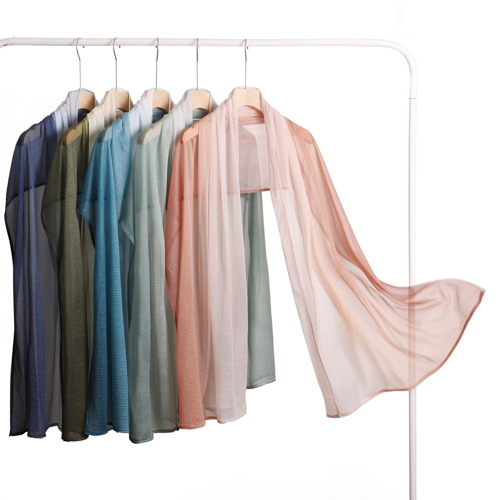 Gradient Wrinkled Long Scarf Women Muslim Wrap Head Shawls Headscarf Islamic New