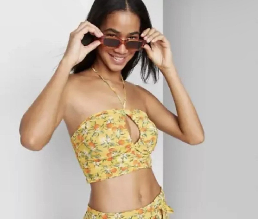 Women's Multicolor Floral Sleeveless Crop Top Wild Fable Size Medium