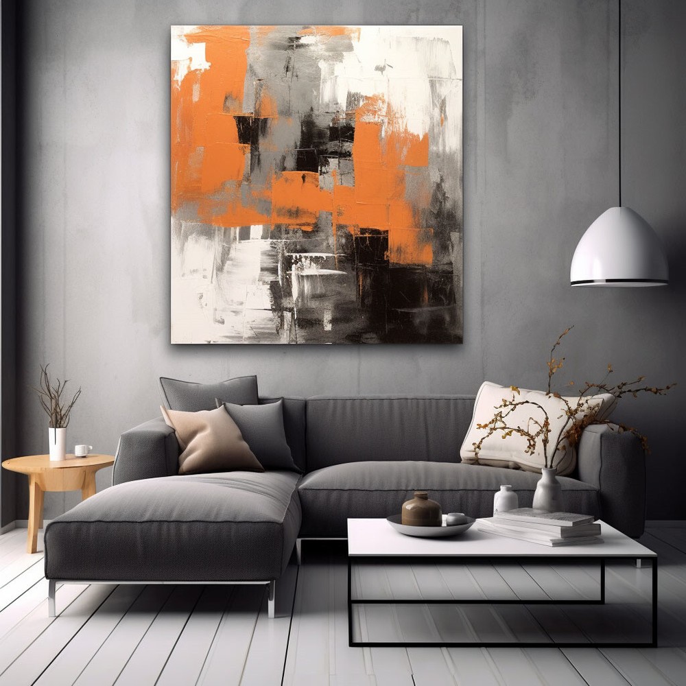 Hand Painted black Orange Abstract Oil Paintings On Canvas Home Decor Wall Art