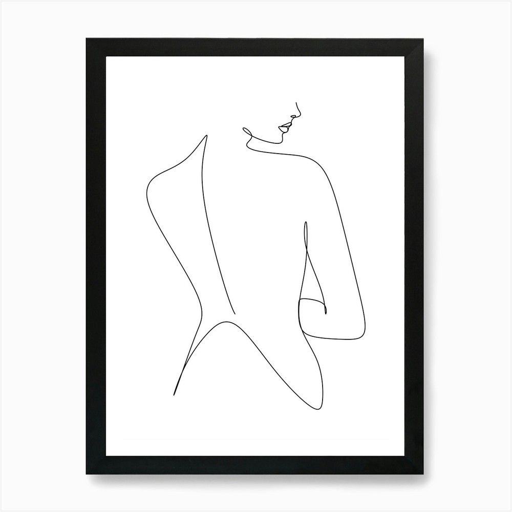 Continuous Line Drawing Of A Woman  Framed Wall Art Poster Canvas Print Picture